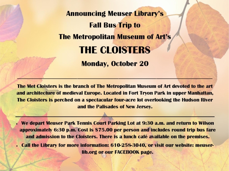 Cloisters Bus Trip Flyer